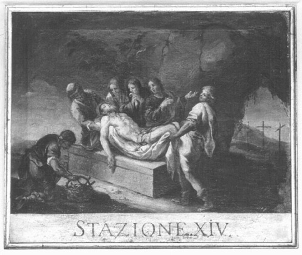 stazione XIV: Gesù deposto nel sepolcro (dipinto) di Pasqualotto Costantino detto Costantini (sec. XVIII)