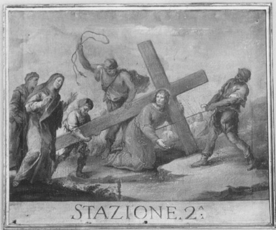 stazione II: Gesù caricato della croce (dipinto) di Pasqualotto Costantino detto Costantini (sec. XVIII)