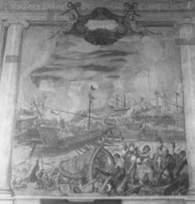 battaglia di Lepanto (dipinto) di Vassillacchi Antonio detto Aliense, De Ferrari Antonio detto Foler (attribuito) (fine/inizio secc. XVI/ XVII)