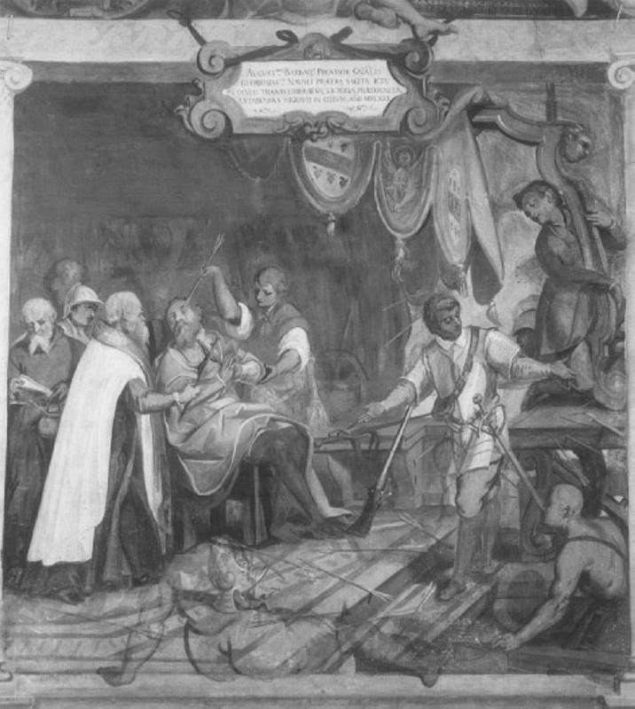 Morte di Agostino Barbarigo (dipinto) di Vassillacchi Antonio detto Aliense, De Ferrari Antonio detto Foler (attribuito) (fine/inizio secc. XVI/ XVII)