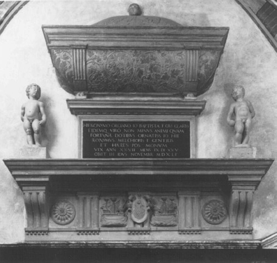 monumento funebre, insieme di Giovanni Di Giacomo Da Porlezza (bottega), Pittoni Girolamo Da Lumignano (bottega) (sec. XVI)