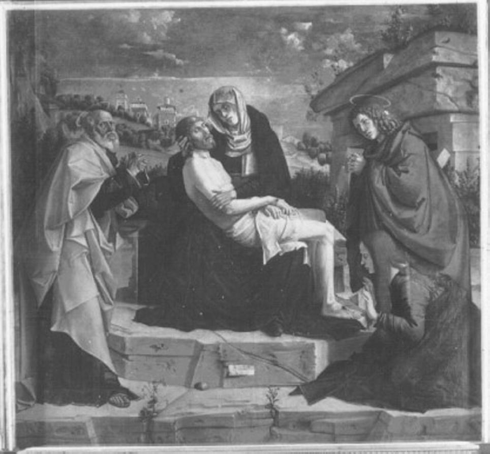 Pietà (dipinto) di Cincani Bartolomeo detto Bartolomeo Montagna (sec. XVI)