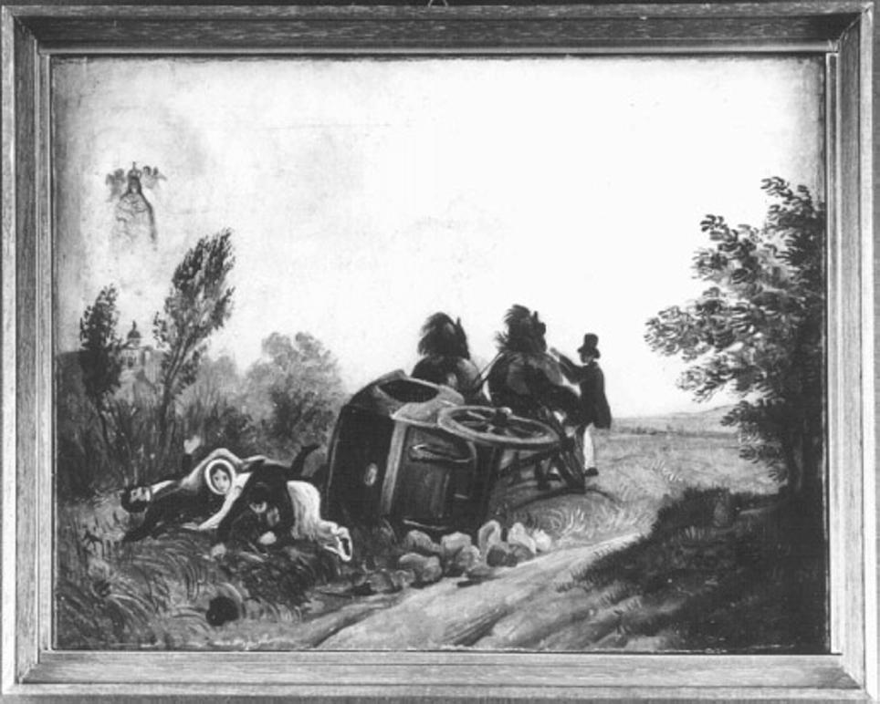 incidente con carrozza (ex voto) - ambito veneto (seconda metà sec. XIX)