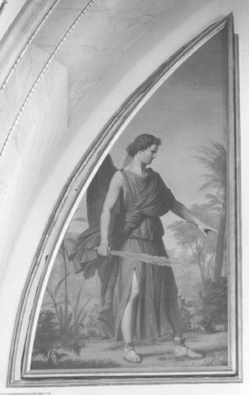 angelo con spada (dipinto, elemento d'insieme) di Busato Giovanni (sec. XIX)