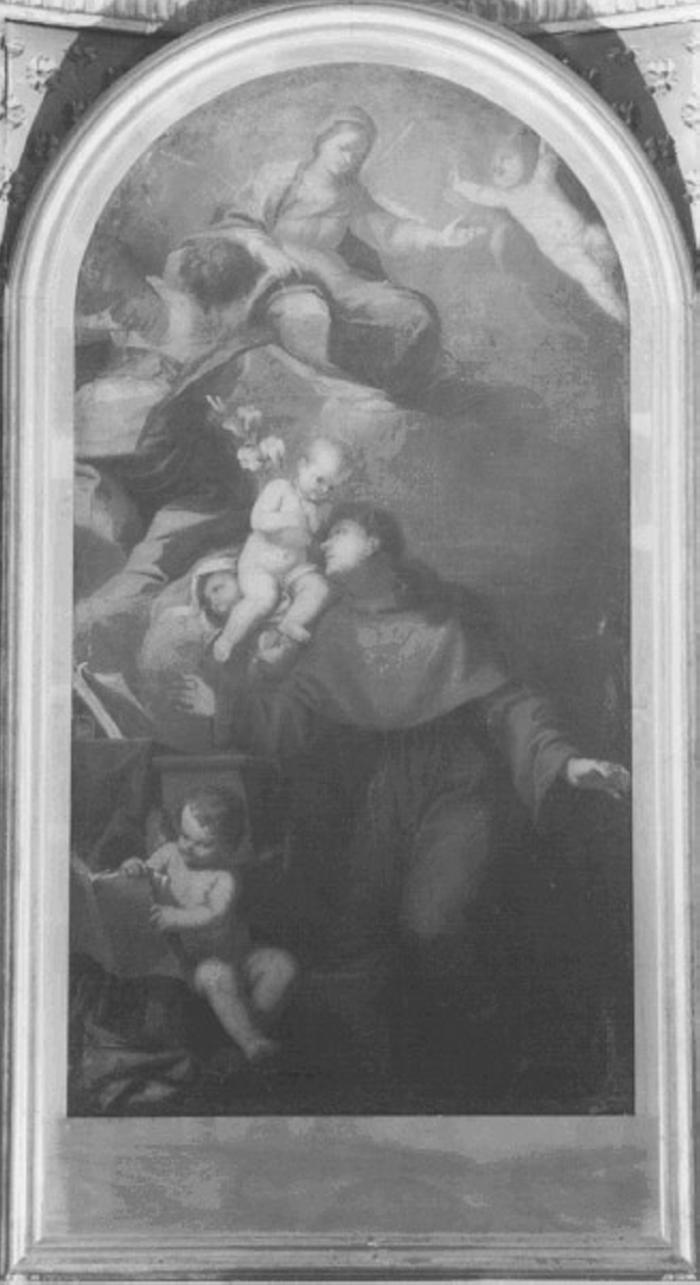 apparizione di Gesù Bambino a Sant'Antonio da Padova (dipinto) di De Pieri Giovanni Antonio detto Zoppo Vicentino (attribuito), Pozzolo Rosa (attribuito) (sec. XVIII)