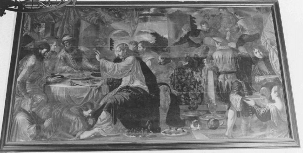 Cristo lava i piedi degli apostoli (dipinto) di Ballante Francesco (sec. XVII)