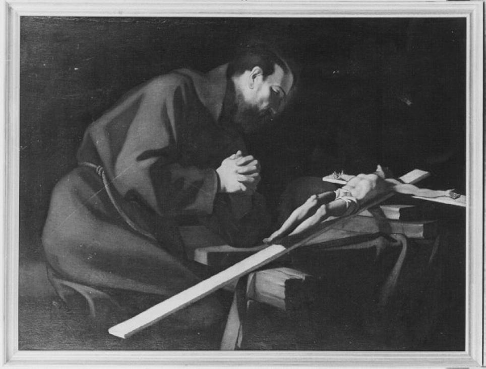 San Francesco d'Assisi (dipinto) di Caravaggio (maniera) (sec. XVII)