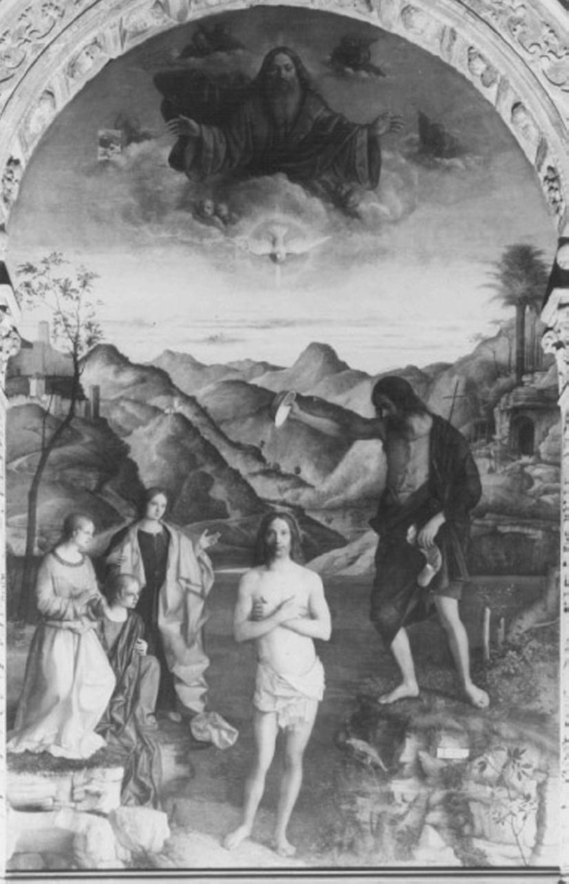 battesimo di Cristo (dipinto) di Bellini Giovanni (attribuito) (prima metà sec. XVI)