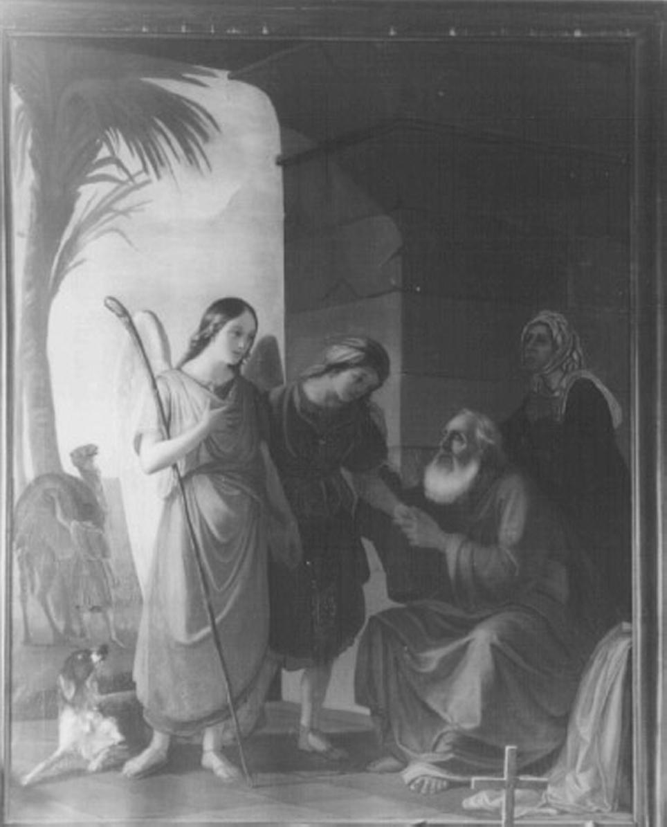Tobia ridona la vista al padre (dipinto) di Busato Giovanni (terzo quarto sec. XIX)