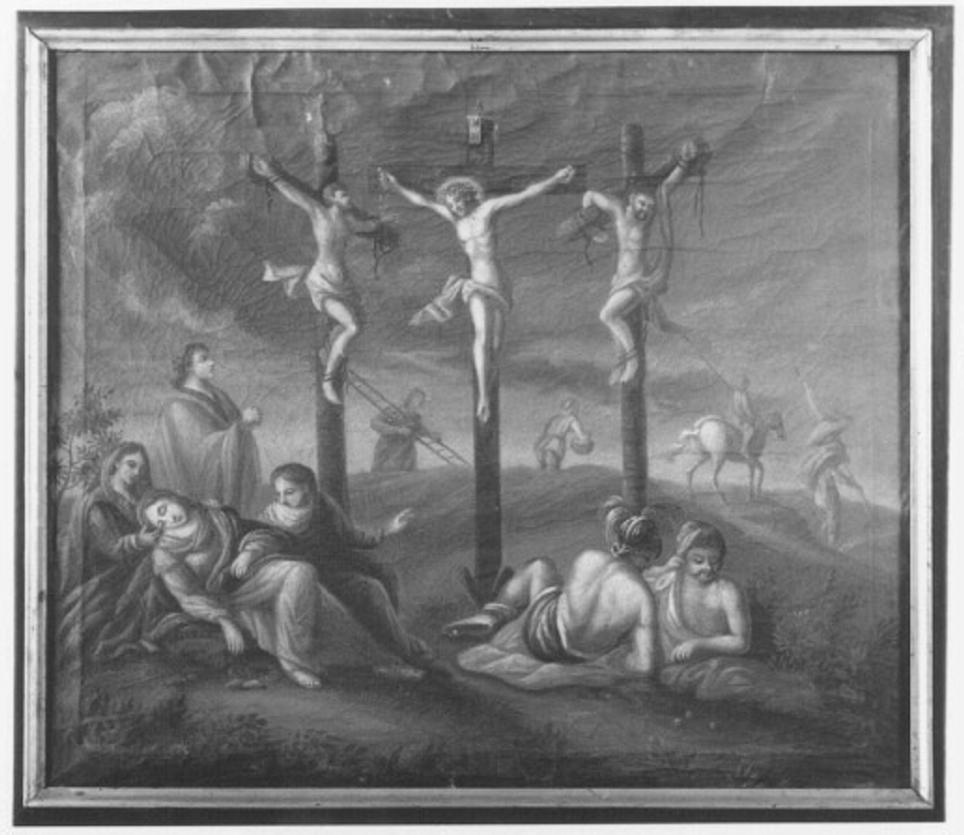 stazione XII: Gesù innalzato e morto in croce (dipinto) - ambito veneto (sec. XVII)