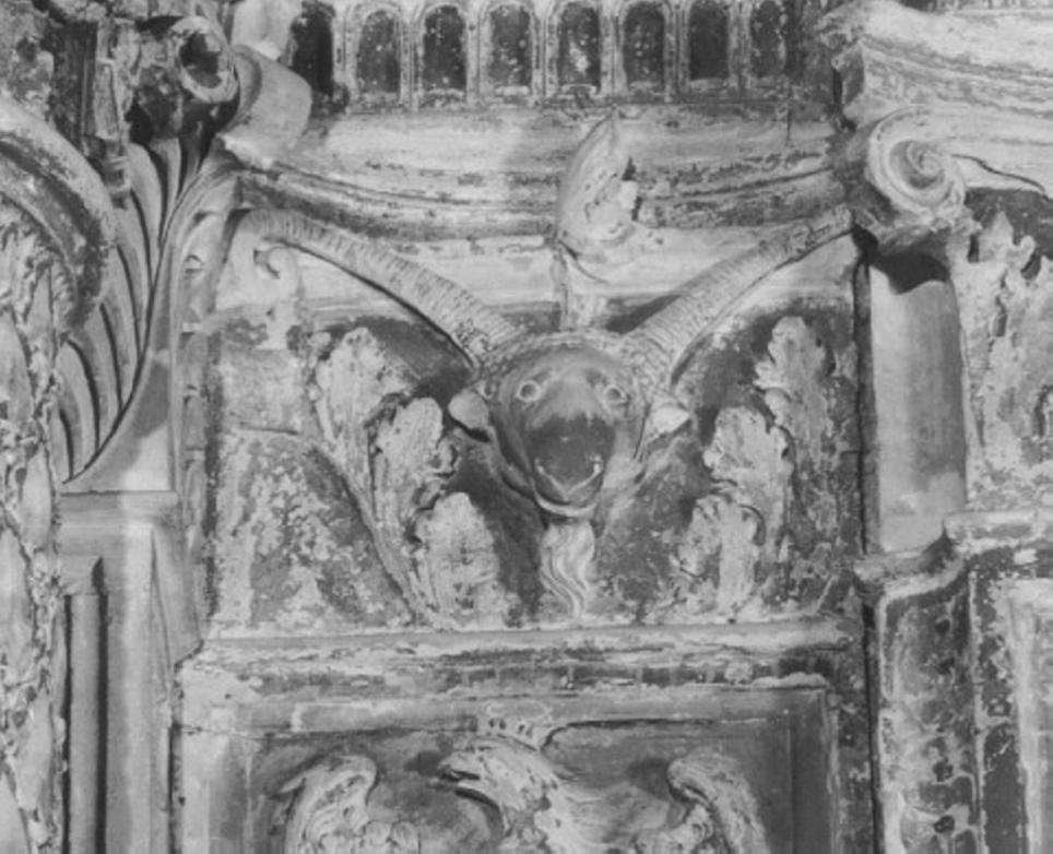 testa d'ariete (capitello) di Rocco Da Vicenza (attribuito) (inizio sec. XVI)