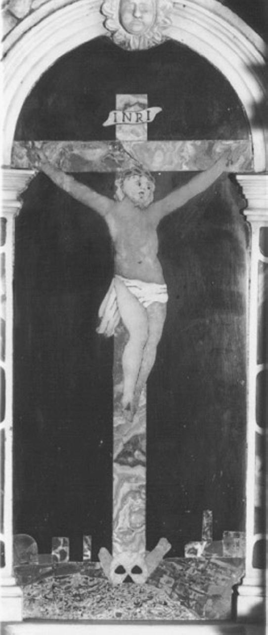 Cristo crocifisso (decorazione a intarsio) di Bovio Da Feltre, Corbarelli Antonio, Corbarelli Domenico, Corbarelli Francesco, Corbarelli Benedetto (sec. XVII)