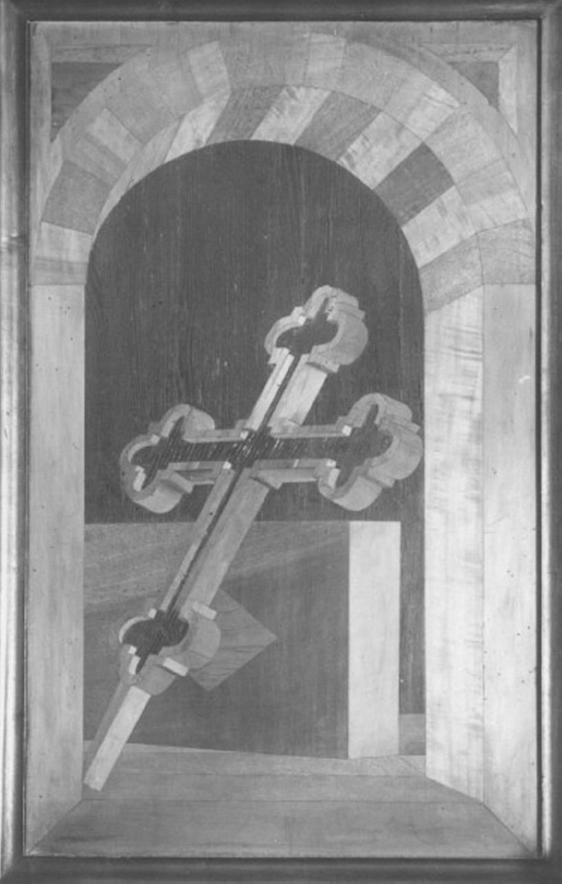 croce (decorazione a intarsio) di Dell'Abate Pierantonio Da Modena (attribuito) (sec. XV)