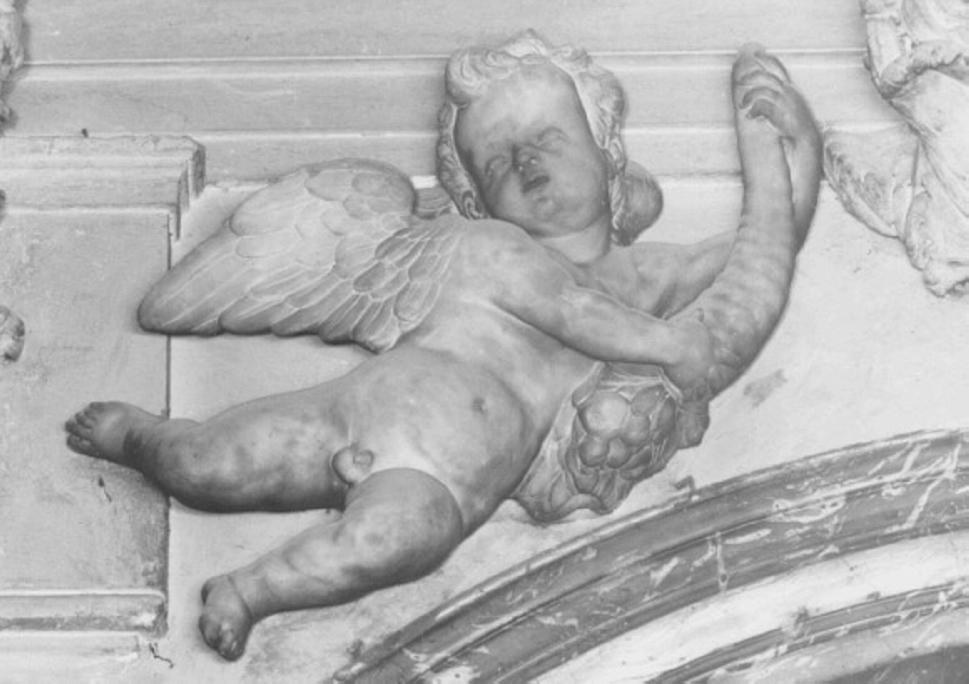 angioletto con cornucopia (statuetta) di Albanese Giovanni Battista (bottega) (sec. XVII)