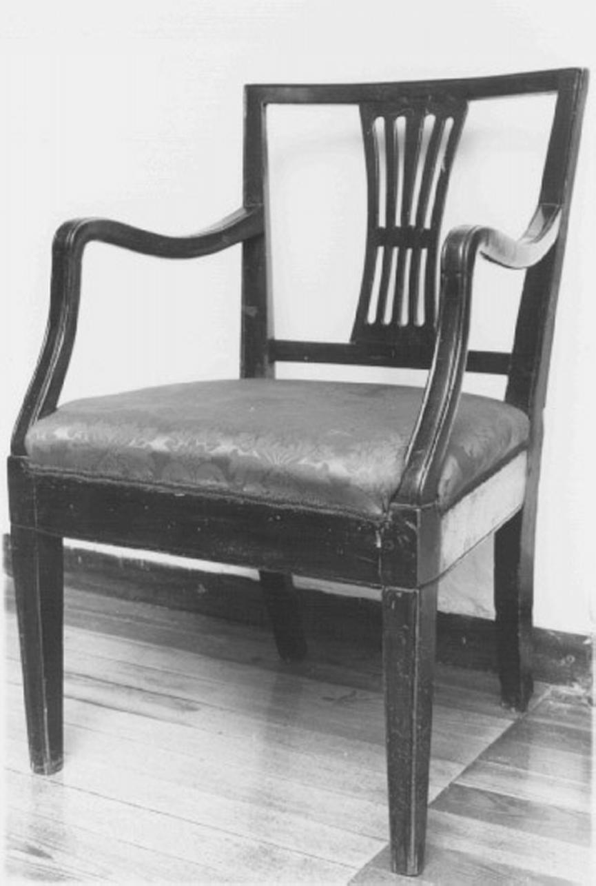 sedia - a braccioli - ambito vicentino (prima metà sec. XX)
