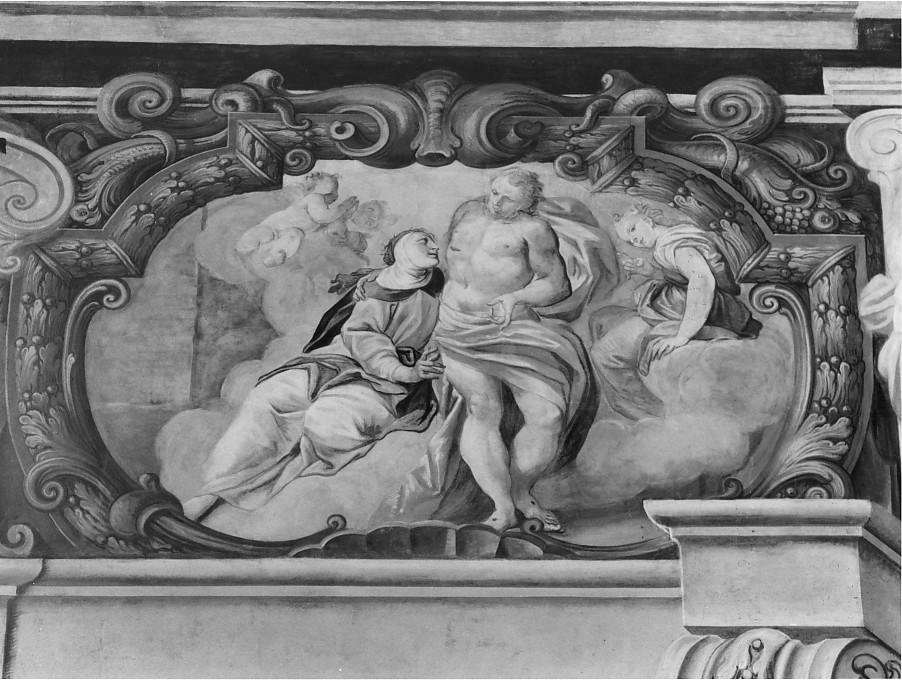 Santa Caterina da Siena tocca le piaghe di Cristo (dipinto) di Marchesini Alessandro (sec. XVII)