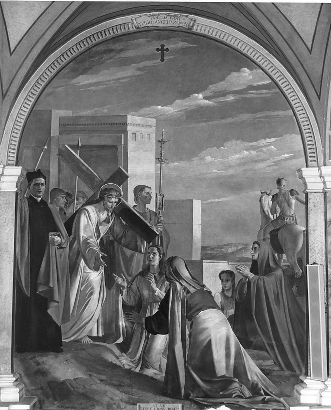 stazione VIII: Gesù consola le donne di Gerusalemme (dipinto) di Pegrassi Agostino (sec. XX)