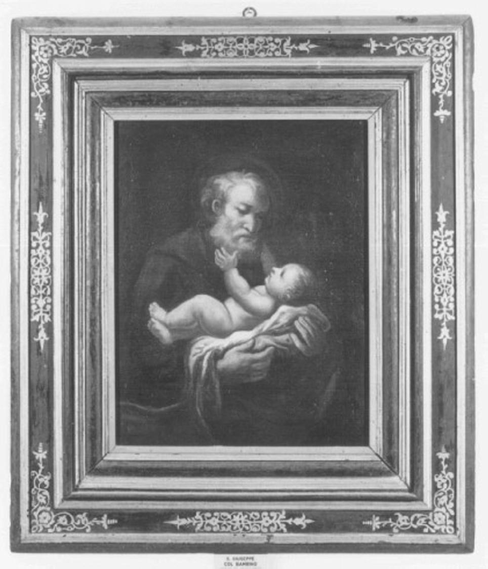 San Giuseppe e Gesù Bambino (dipinto) di Buttafogo Antonio (cerchia), Vignali Jacopo (cerchia) (secc. XVII/ XVIII)