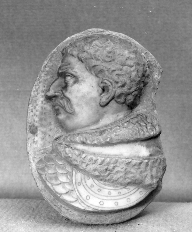 testa d'uomo di profilo (rilievo) - ambito veneto (sec. XIX)