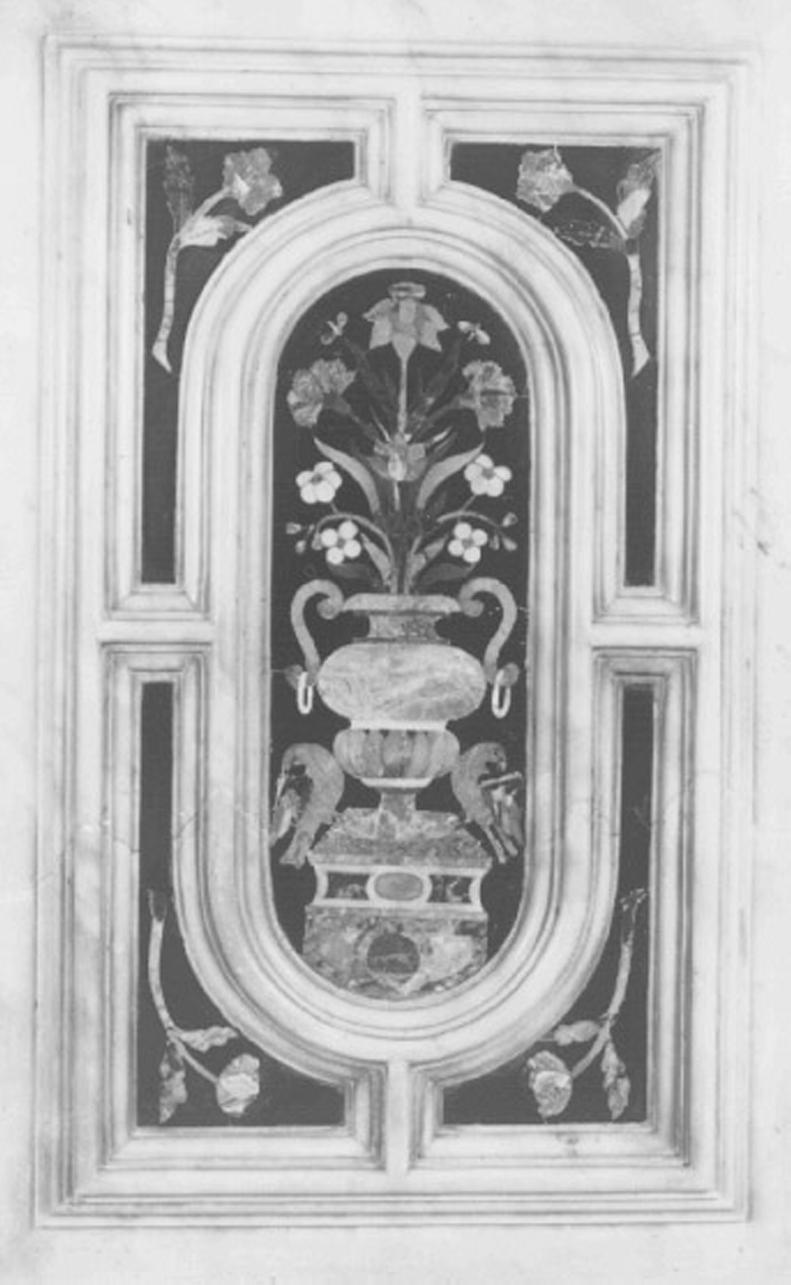 vaso con fiori e uccelli (decorazione a intarsio, elemento d'insieme) di Longhena Baldassarre (attribuito), Corbarelli Benedetto (bottega) (sec. XVII)