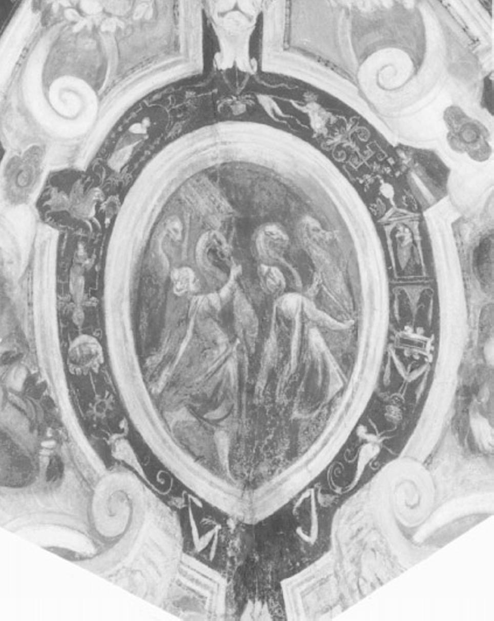 cattura dei cammelli di Giobbe da parte di tre bande di Caldei (dipinto) di Maganza Alessandro (e aiuti) (secc. XVI/ XVII)