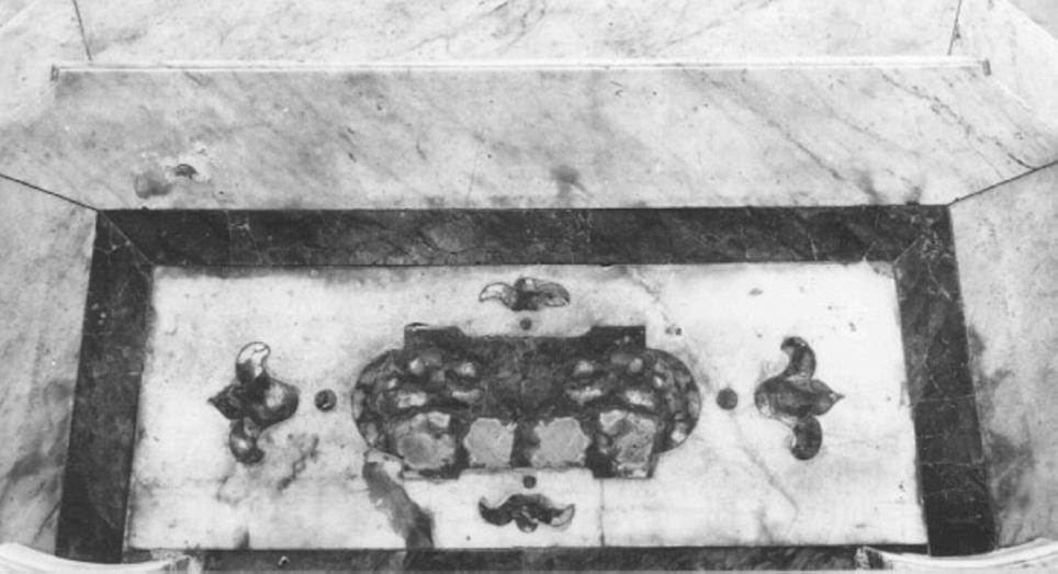 motivi decorativi geometrici e vegetali (predella) - ambito veneziano (secondo quarto sec. XVIII)