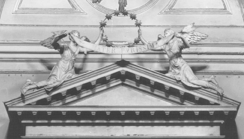 angelo con cartiglio (statua, serie) di Piovene Antonio (sec. XIX)
