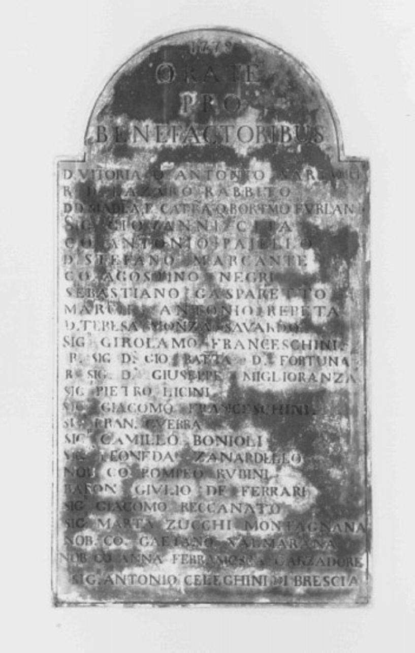 iscrizione (lapide) - ambito vicentino (sec. XVIII)