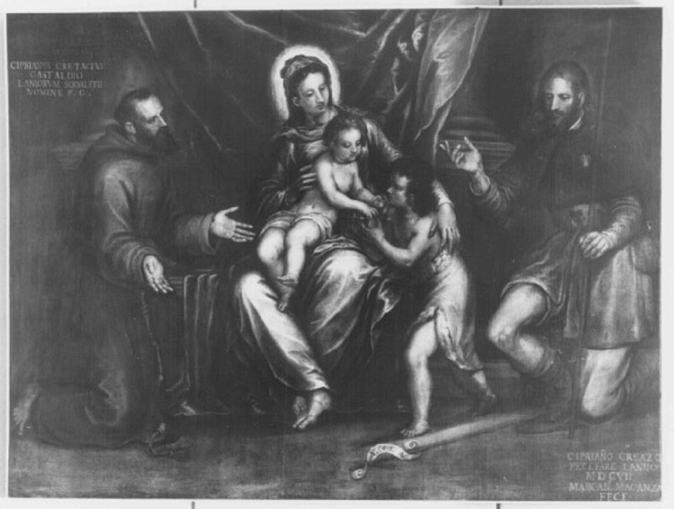 Madonna con Bambino e Santi (dipinto) di Maganza Marcantonio (sec. XVII)