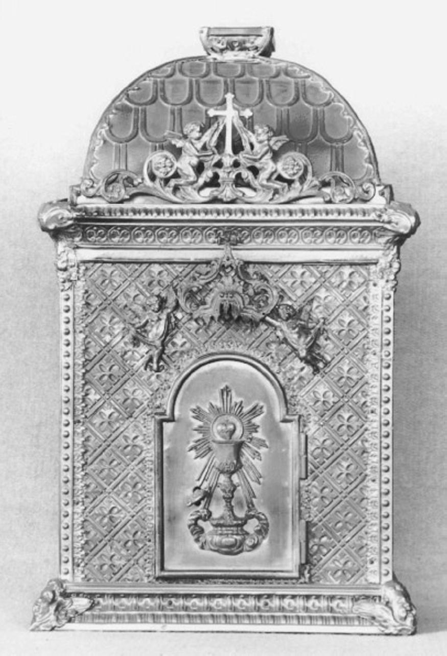 angeli adoranti il calice eucaristico (tabernacolo - a tempietto) - ambito vicentino (prima metà sec. XIX)