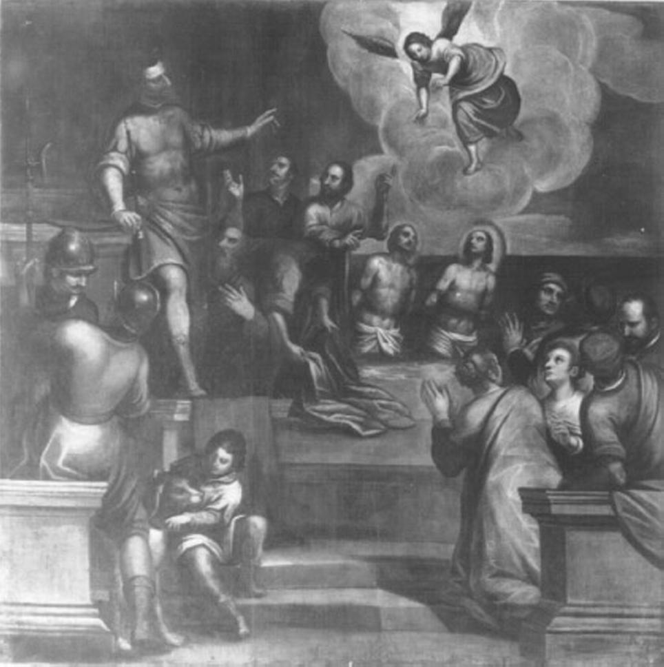 La condanna dei Santi Leonzio e Carpoforo (dipinto) di Maganza Alessandro, Maganza Giambattista Vecchio detto Magagnò (attribuito) (sec. XVII)