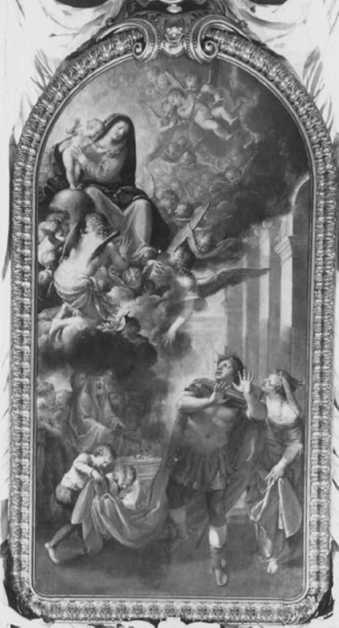 apparizione della Madonna (dipinto) di Liberi Marco (sec. XVII)