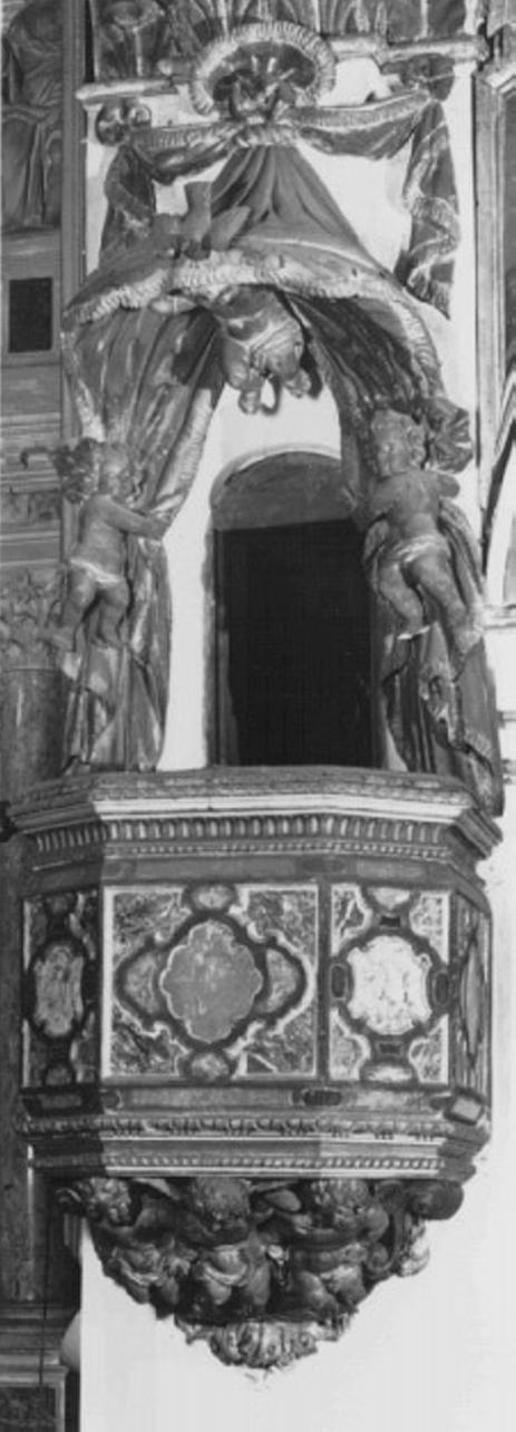 pulpito, elemento d'insieme di Merlo Domenico (attribuito), Merlo Federico (sec. XVII)