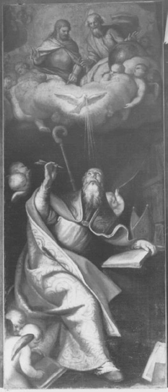 Sant'Agostino (dipinto, elemento d'insieme) di Beverensi Antonio Domenico (attribuito) (sec. XVII)