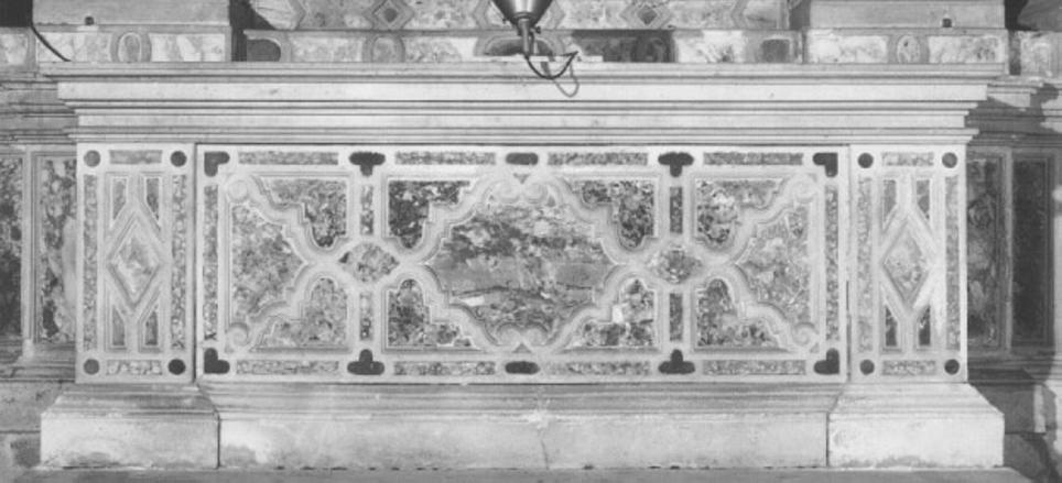 motivi decorativi geometrici (mensa d'altare, elemento d'insieme) di Merlo Federico, Merlo Domenico (sec. XVII)