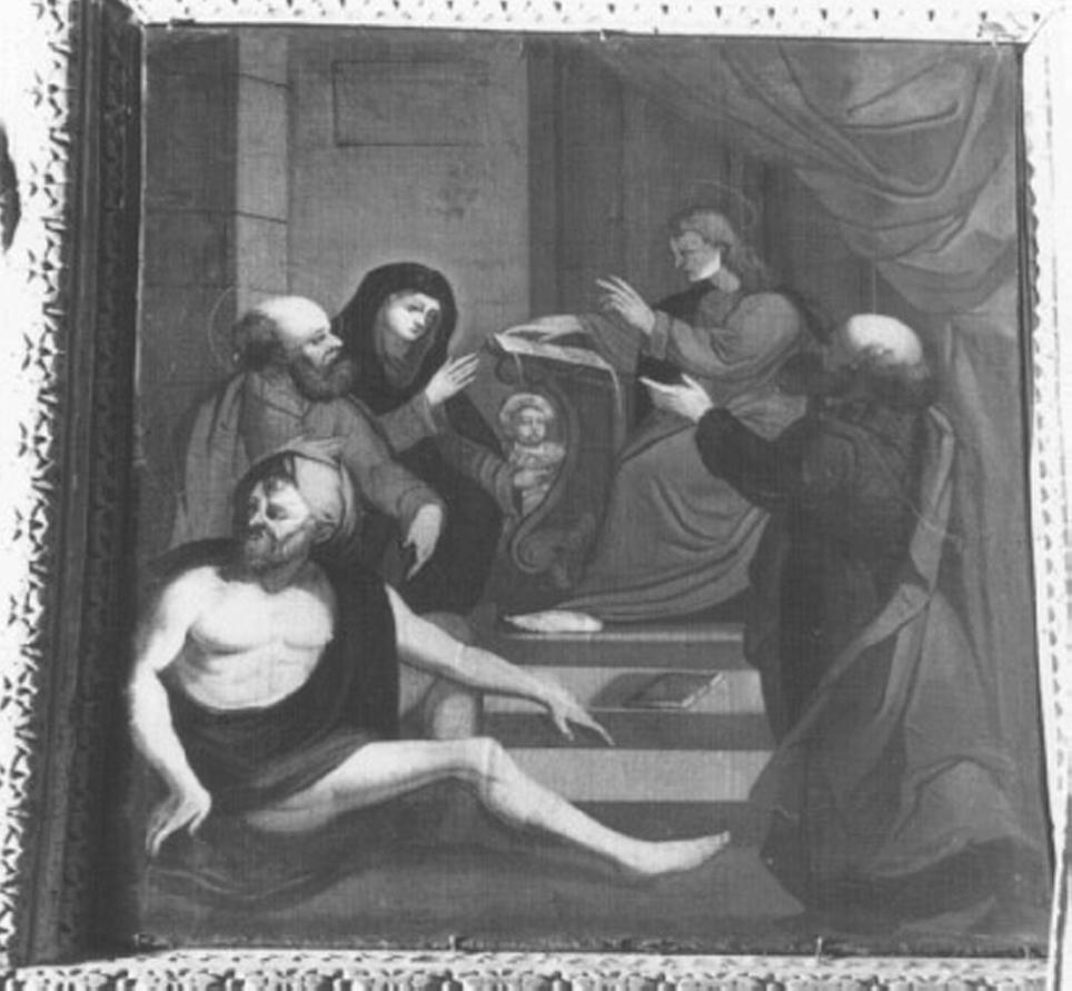 disputa di Gesù con i dottori nel tempio (dipinto, elemento d'insieme) di Maganza Alessandro (maniera) (sec. XVII)