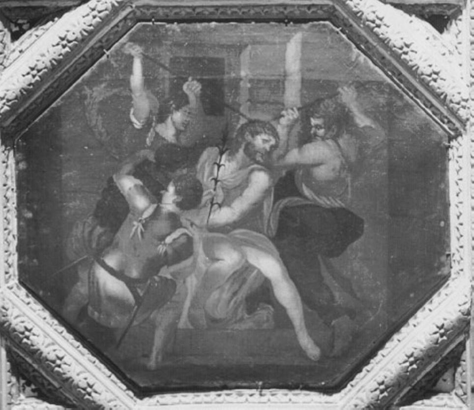 Cristo coronato di spine (dipinto, elemento d'insieme) di Maganza Alessandro (maniera) (sec. XVII)