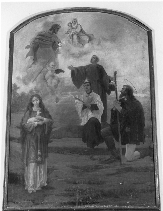Madonna con Bambino e Santi (dipinto) di Pontedera Giuseppe (sec. XX)