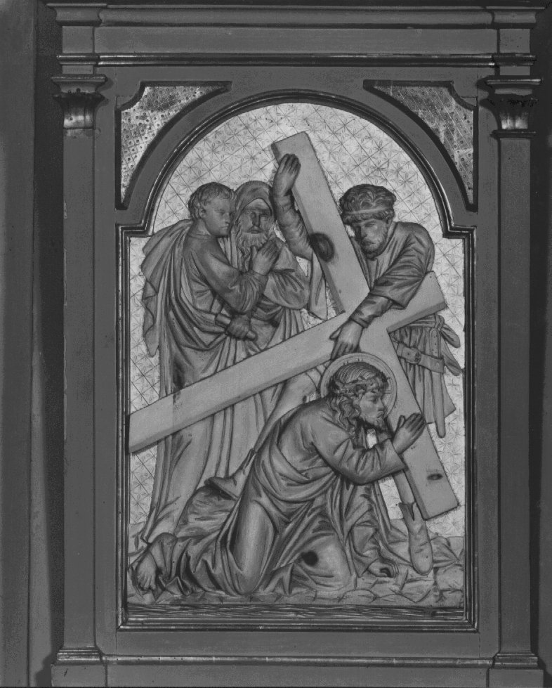 stazione VII: Gesù cade sotto la croce la seconda volta (rilievo) - ambito veneto (primo quarto sec. XX)