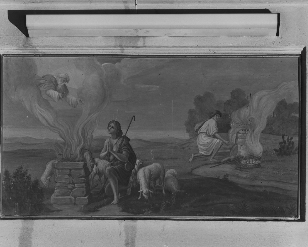 fuga in Egitto (dipinto) di Pupin Vittorio (attribuito) (sec. XX)