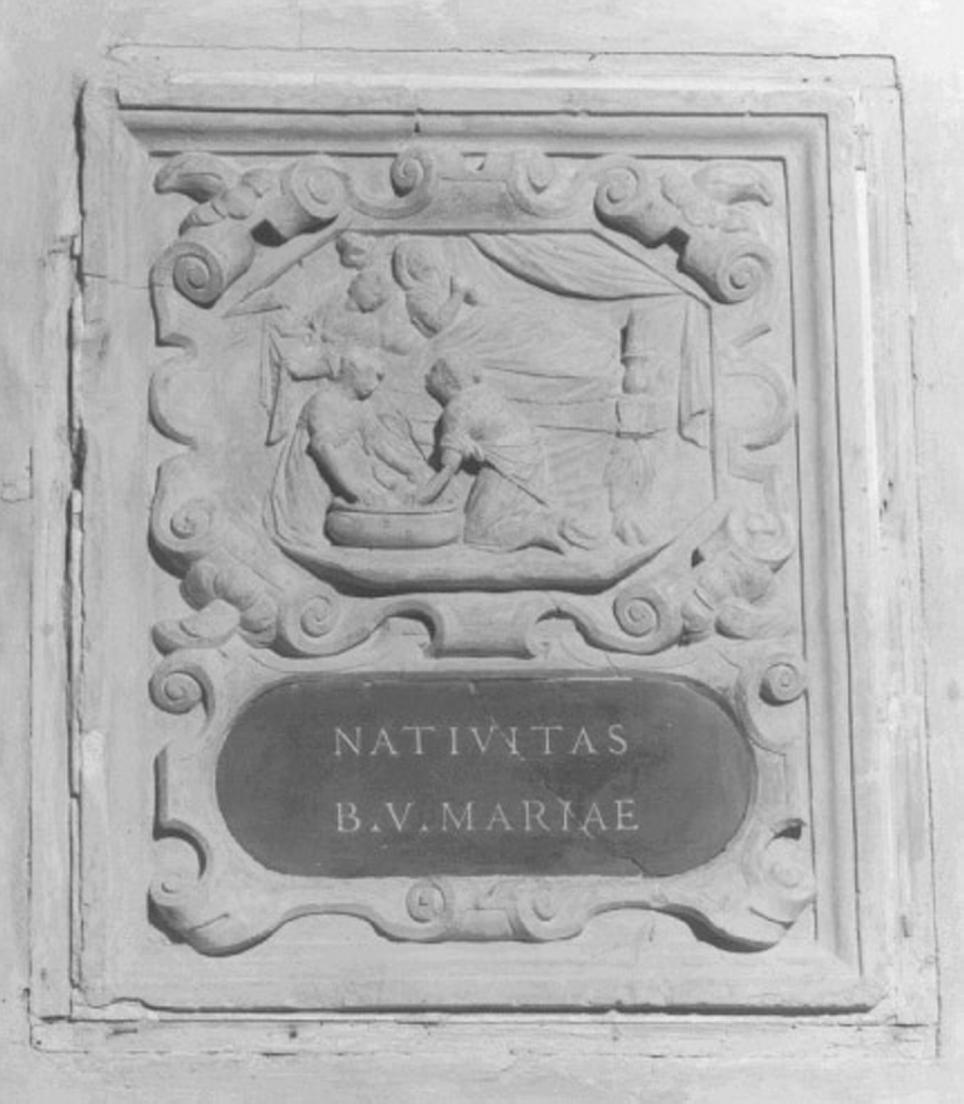 Natività della Madonna, nascita di Maria Vergine (rilievo) - ambito vicentino (seconda metà sec. XVI)