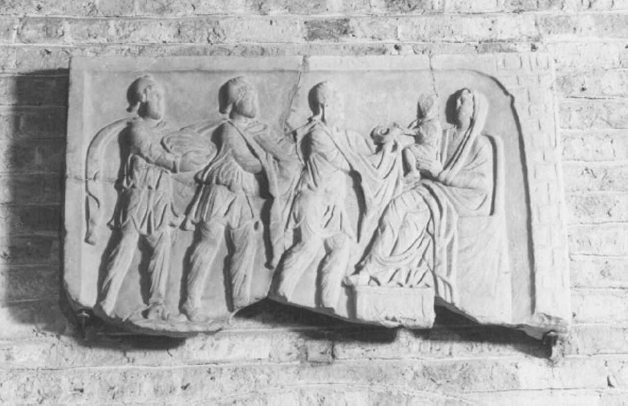 adorazione dei Re Magi (sarcofago, frammento) - ambito vicentino (seconda metà sec. IV)