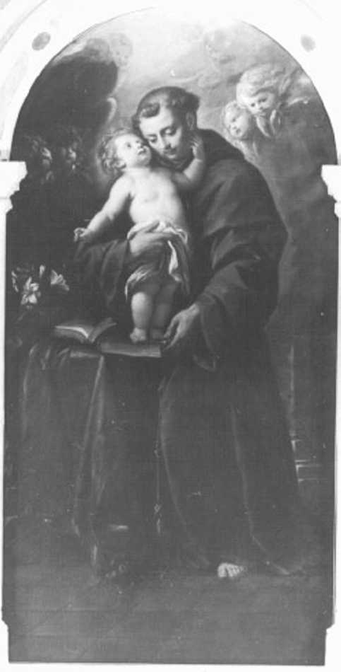 Sant'Antonio da Padova con il bambino (dipinto) di Prunati Santo (attribuito) (sec. XVII)