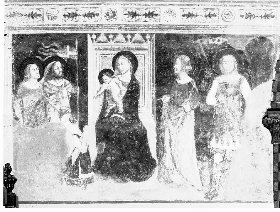 Madonna in trono con Bambino e Santi (dipinto) di De Bavosi Jacopino di Francesco (attribuito) (seconda metà sec. XIV)