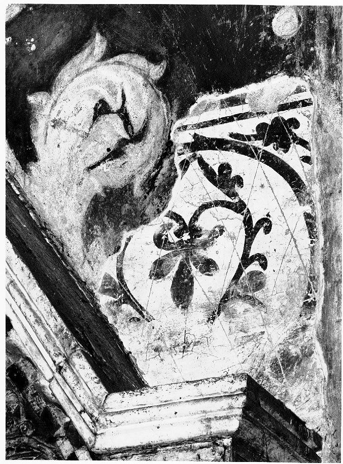 motivi decorativi vegetali (dipinto, frammento) - ambito veneto (sec. XIV)