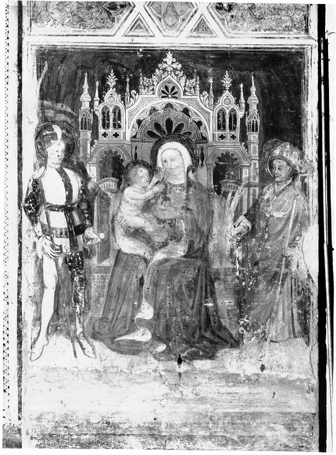 Madonna in trono con Bambino (dipinto) di Boninsegna da Clocego (attribuito) (sec. XV)