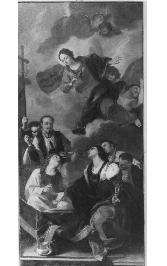 Lucia Zante resuscitata durante il suo funerale (dipinto) di Trevisani Angelo (sec. XVIII)