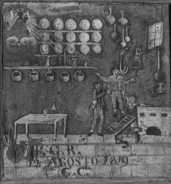 incidente in cucina (dipinto) - ambito veneto (sec. XIX)