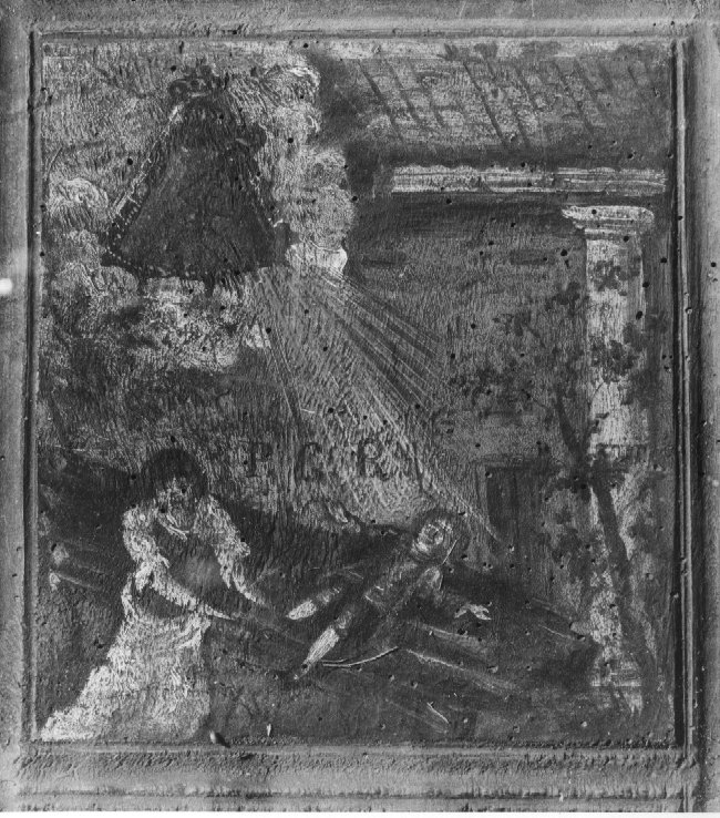 Caduta dal tetto di un bambino (dipinto) - ambito veneto (sec. XVIII)