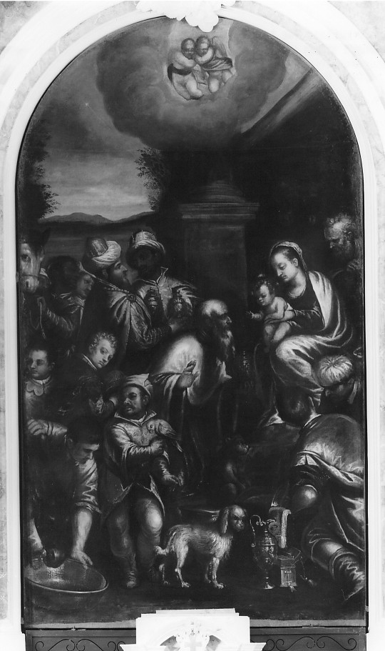 adorazione dei Re Magi (dipinto) di Maganza Alessandro (maniera) (sec. XVII)